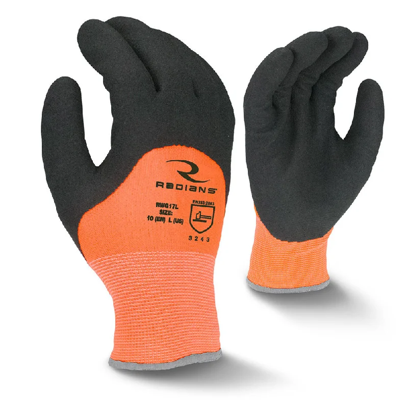 tear proof gloves -  Radians RWG17XL 13 Gauge Treated Nylon Latex Coated Cold Weather Glove, XL