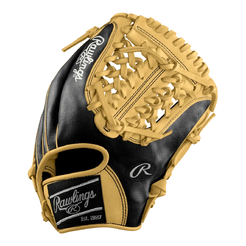 wool lined gloves -  Rawlings Custom 11.50” Modified Trapeze Black Speed Shell Camel Heart of the Hide Pitcher Infield Glove