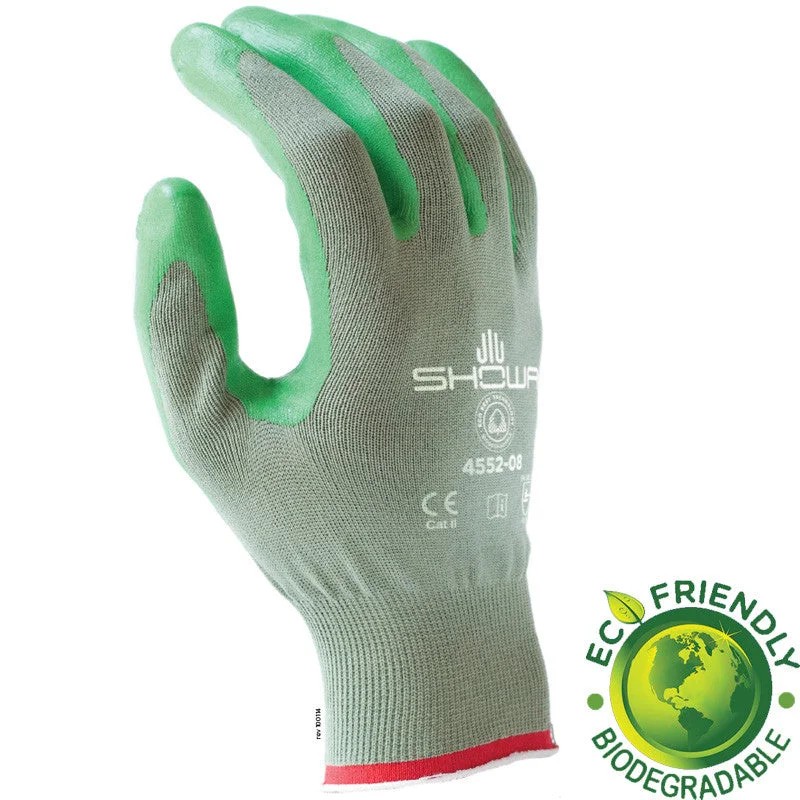 light athletic gloves -  Showa Best - 4225 Biodegradable 15-Gauge Seamless Nitrile Coated Glove - 6 Dozen