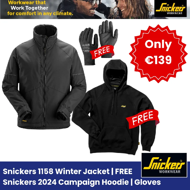 thick fleece gloves -  Snickers 1158 Winter Jacket & Free Snickers AW2024 Campaign Hoodie & 9305 Gloves