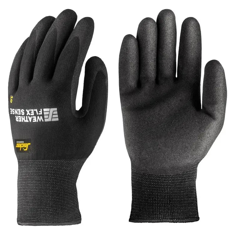 tough leather gloves -  Snickers 9319 Weather Flex Sense Gloves Black