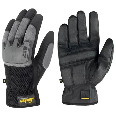 genuine leather gloves -  Snickers 9585 Power Core Gloves Black/Rock Grey