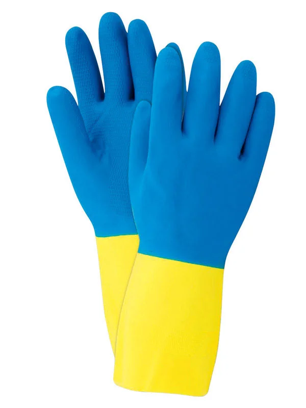 fluffy gloves -  Soft Scrub Neoprene Cleaning Gloves S Blue/Yellow 1 pair