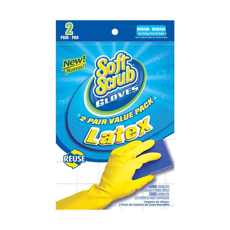 wool knitted gloves -  Soft Scrub Latex Cleaning Gloves M Yellow 2 pair (Pack of 6)