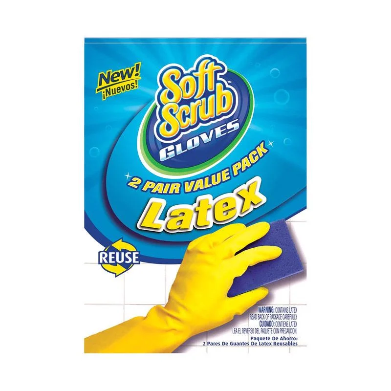 insulated lined gloves -  Soft Scrub Latex Gloves XL Yellow 2 pair (Pack of 6)