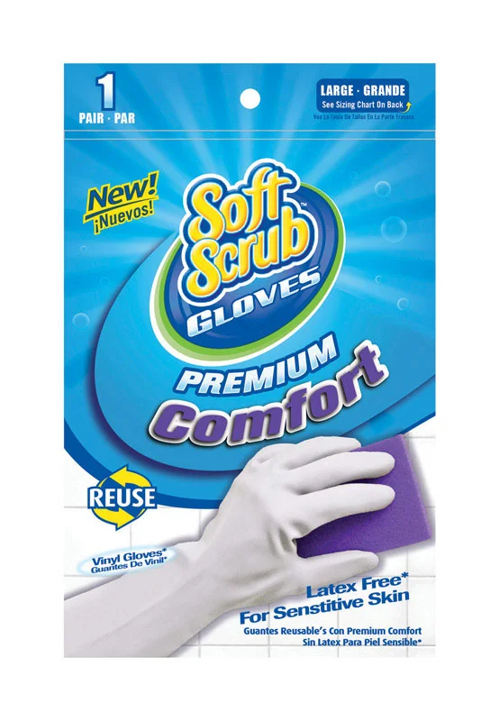 trendy gloves -  Soft Scrub Vinyl Cleaning Gloves L White 1 pair