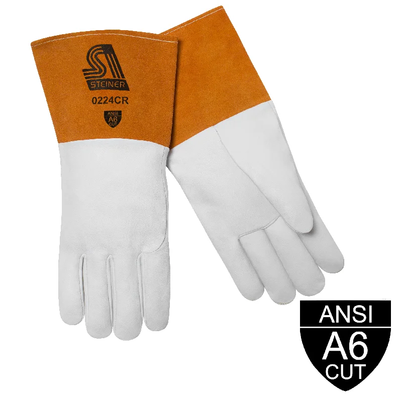 amateur sports gloves -  Steiner Industries 0224CR SensiTIG Premium Grain Goatskin TIG ANSI A6 Cut Resistant Long Cuff Welding Gloves (One Dozen)