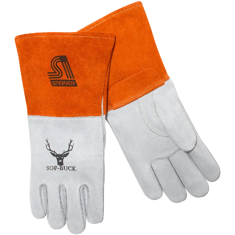 green living gloves -  Steiner Industries 02275 Sof-Buck Premium Heavyweight Split Deerskin MIG Fleece Cotton Lined Welding Gloves (One Dozen)