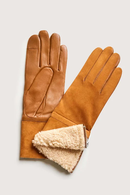 mesh gloves -  Suede Shearling Gloves