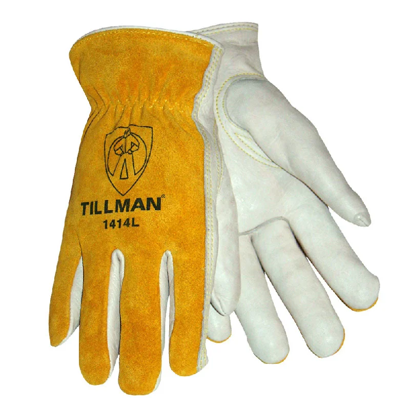 water resistant gloves -  Tillman 1414L Grain Cowhide Leather Drivers Gloves, Split Leather Back, L