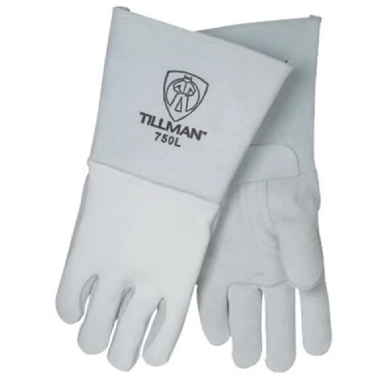 soft suede gloves -  Tillman Medium 14" Pearl Gray Top Grain Elkskin Cotton Foam Welders' Gloves With Stiff Cowhide Thumb, Straight Cuff, Welted Fingers, Kevlar Stitching And Pull Tab