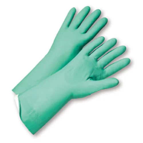 sports team gloves -  West Chester 52N104 Flock Lined Green Nitrile 18 mil 13" Gloves (One Dozen)