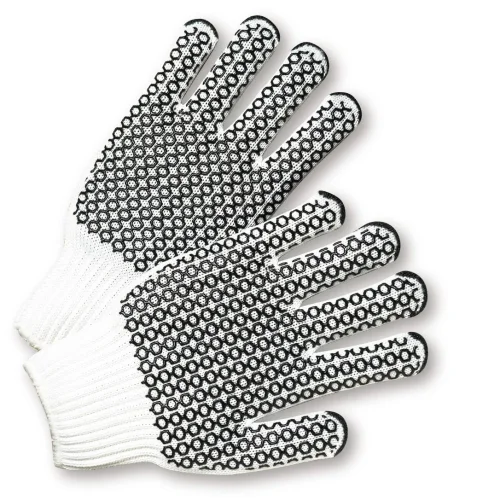 metallic gloves -  West Chester K708SKHW Black PVC Honeycomb Grip String Knit Gloves (One Dozen)