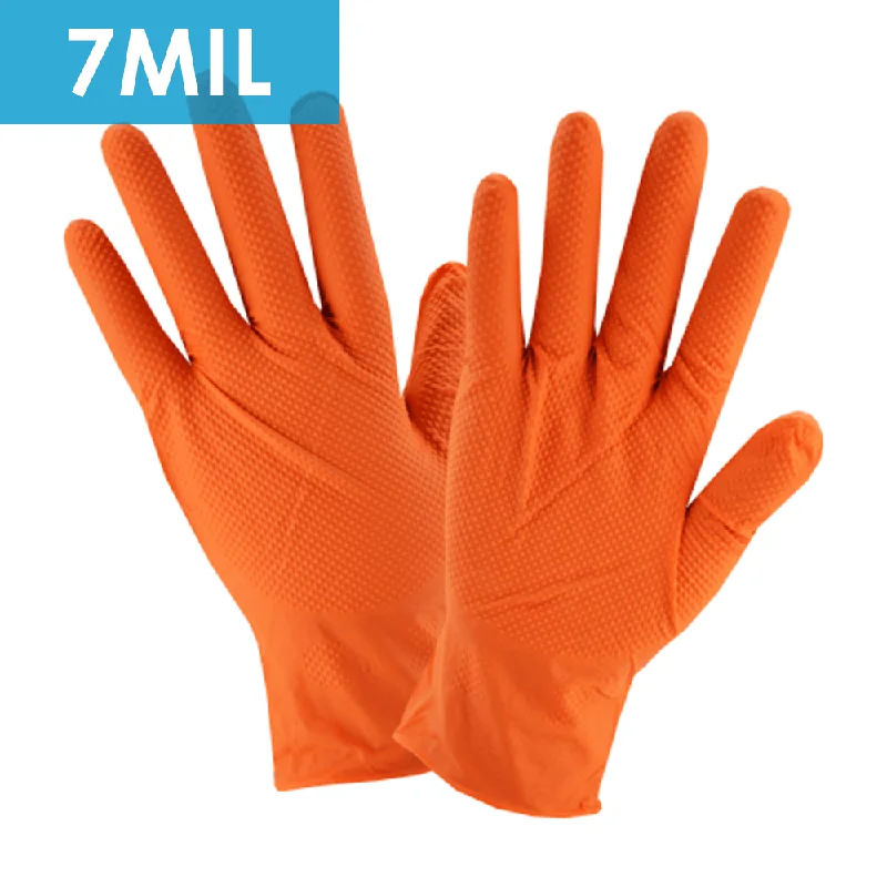 flexible athletic gloves -  Disposable Nitrile Gloves, 2940, Orange 7MIL, Diamond Texture 10 Boxes/Case