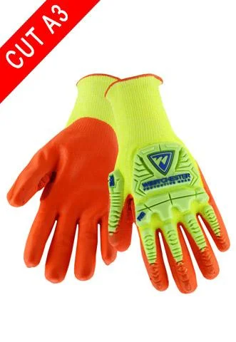 patterned knit gloves -  West Chester HVY710HSNFB Impact Gloves, Hi-Viz Nitrile Foam, 6 Pair