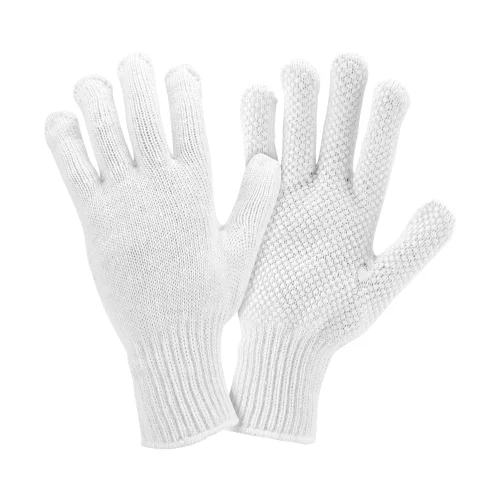 warm knitted gloves -  West Chester K708SKW, White String Knit Gloves, White Dots, 12 Pair