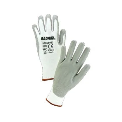 unisex sports gloves -  White HPPE Glove w/Gray PU Coating