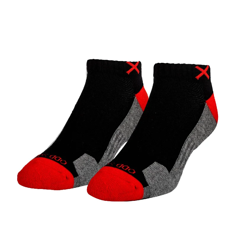 sock refunds winter -  Basix Men Ankle 3 Block Staple Red Black Heather