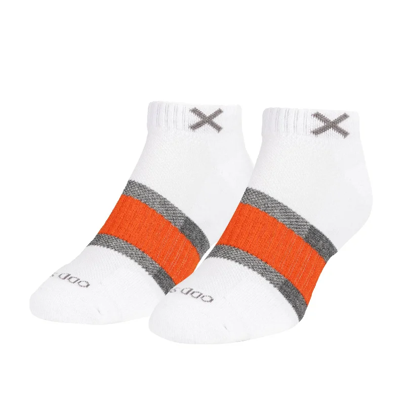 sock designs casual -  Basix Men Ankle 3 Stripe White Gray Orange