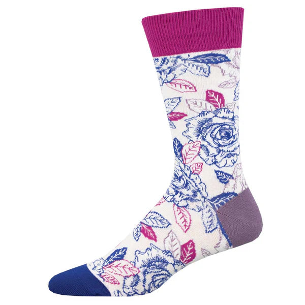 sock patterns casual -  Bi Roses Men’s Crew