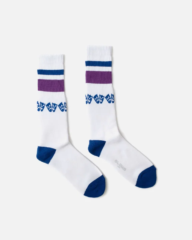 sock selection winter -  Two Face Hi Top Socks - White / Blue