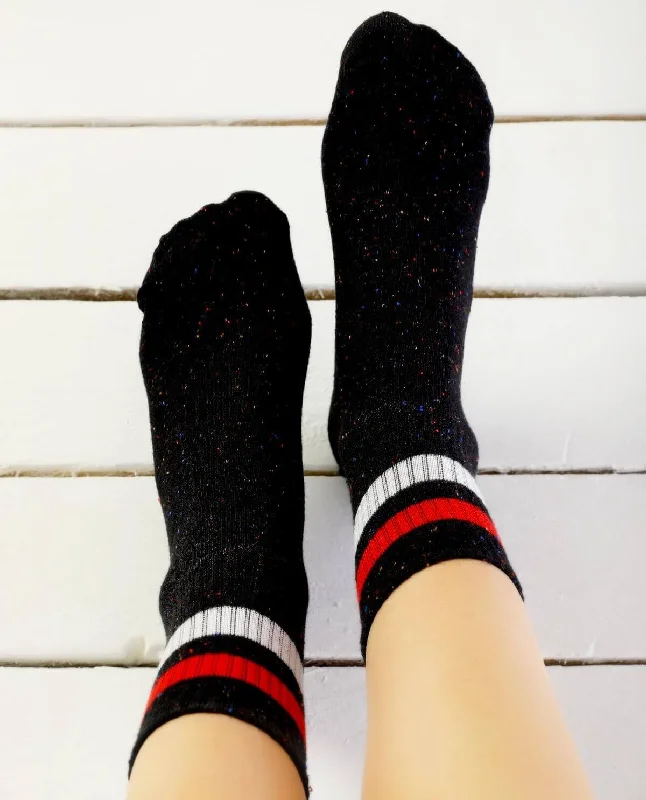 sock codes sports -  Women's White And Red/2 Stripe Black Socks