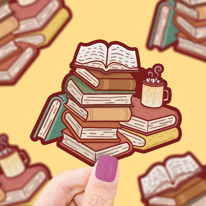 sock designs summer -  Cozy Book Stack Bookish  Vinyl Sticker