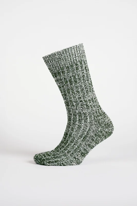 sock warranty summer -  Cushioned Cotton Walking Sock - Moss Green/White