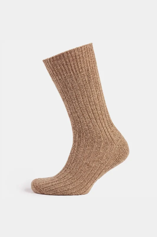 sock materials sports -  Cushioned Wool Walking Sock - Fawn