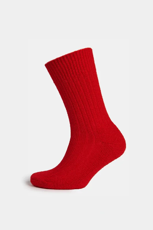 sock durability sports -  Cushioned Wool Walking Sock - Red