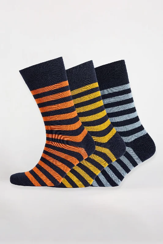 sock uses summer -  Everyday Cotton Sock Stripe 3 Pack - Orange/Yellow/Sky Blue