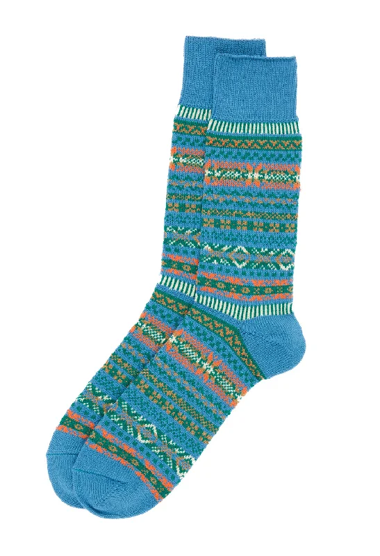 sock selection winter -  ROTOTO Fairisle Jacquard Crew Socks - Blueberry