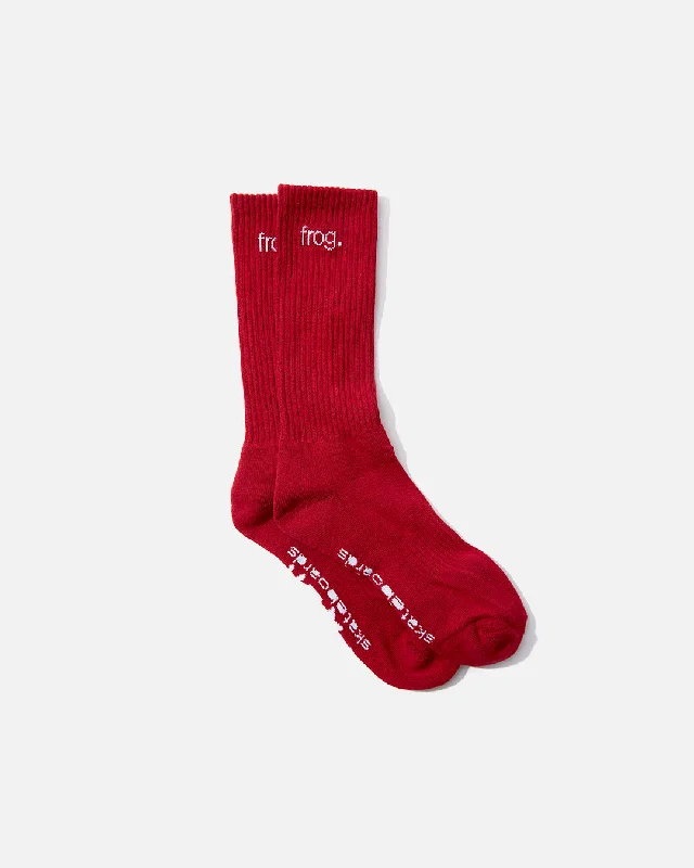 sock coupons winter -  Frog Socks - Dark Red