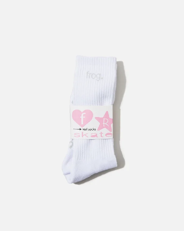 sock promotions winter -  Frog Socks - White