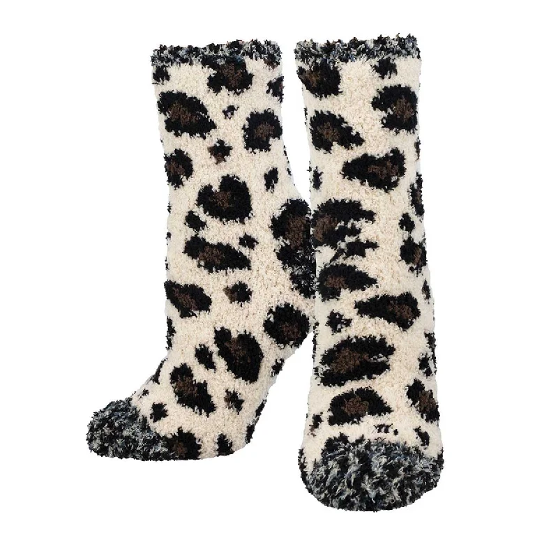 sock durability eco -  Fuzzy Leopard Print - Warm & Cozy