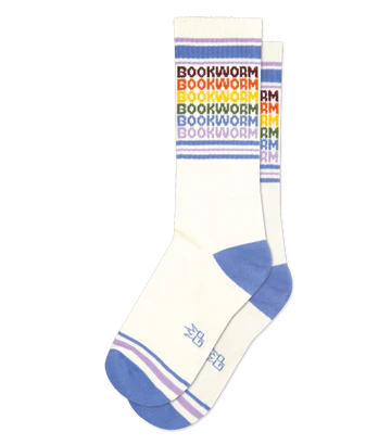 sock fashion formal -  Bookworm Vintage Rainbow Repeat Unisex Gym Crew