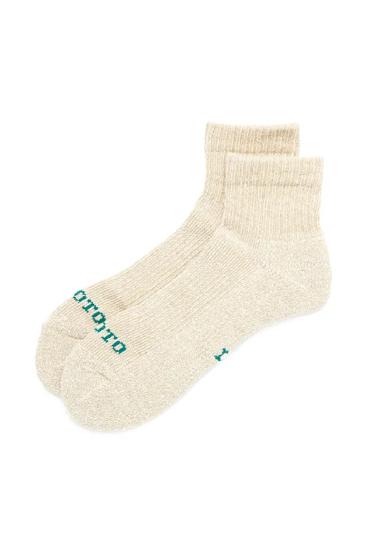 sock types casual -  ROTOTO Hemp / Organic Cotton Pile Ankle Socks - Beige