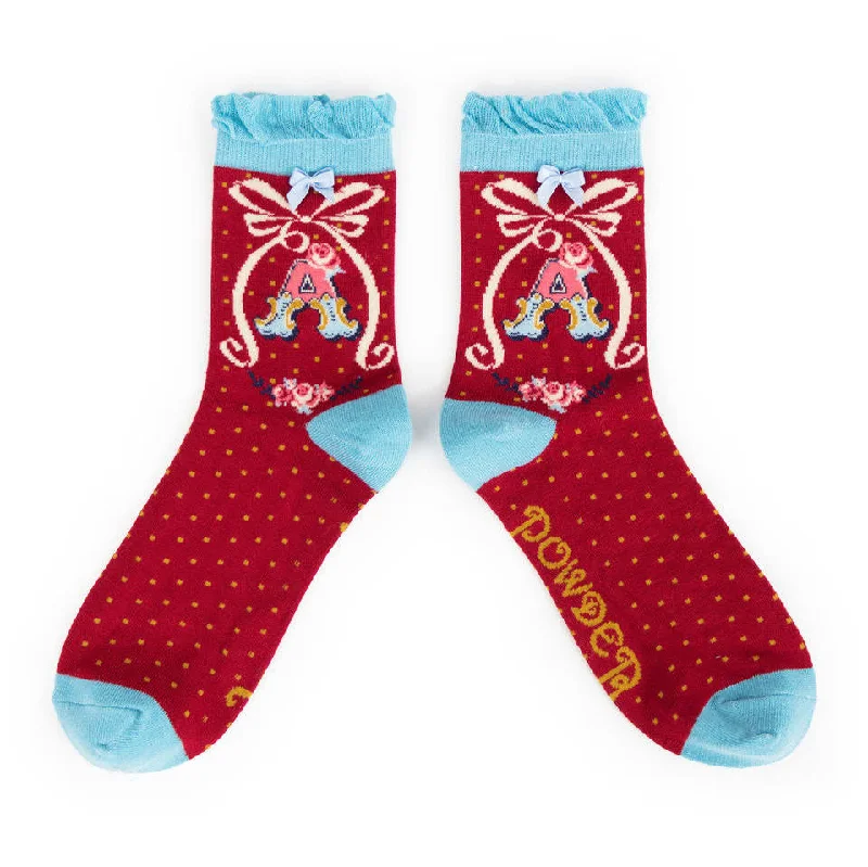 sock types summer -  Ladies Alphabet Socks Red