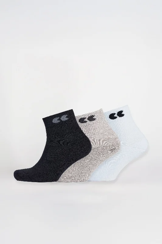 sock sizes winter -  Logo Sports Cotton Sock Ankle 3 Pack - Black/Grey/White