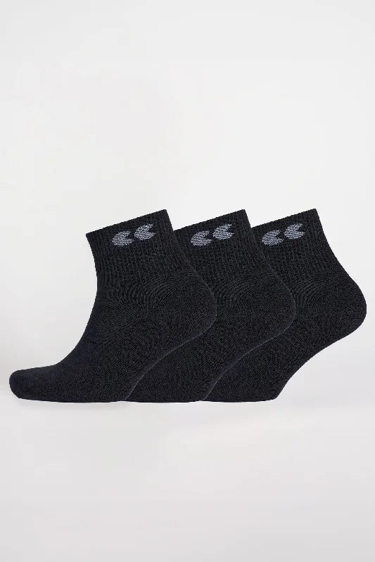 sock benefits winter -  Logo Sports Cotton Sock Ankle 3 Pack - Black