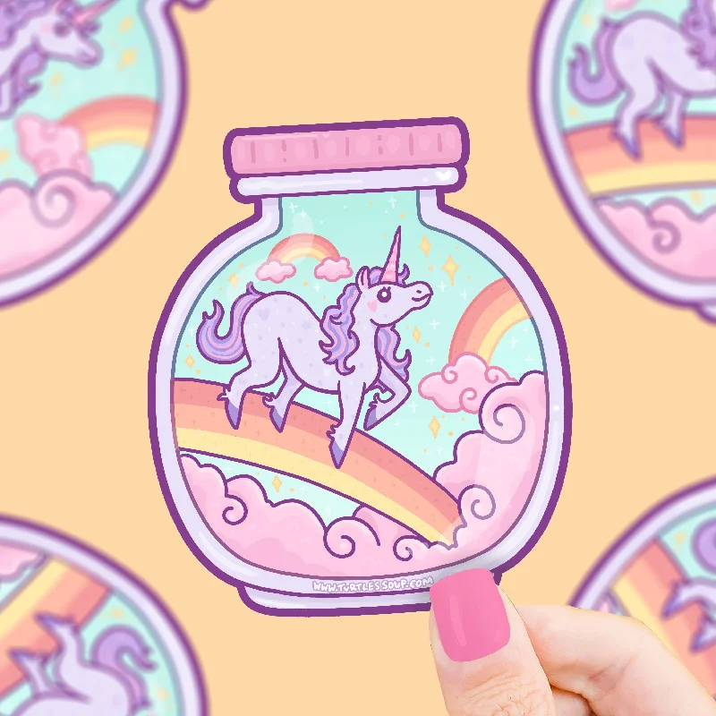 sock warranty summer -  Magical Unicorn Rainbow Jar Cute Art Vinyl Sticker