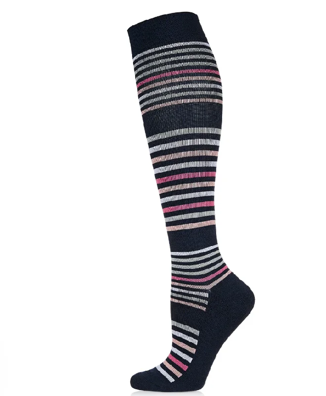 sock comfort eco -  Memoi/Women's Classic Stripes Bamboo Blend 8-15mmHg Graduated Compression Socks