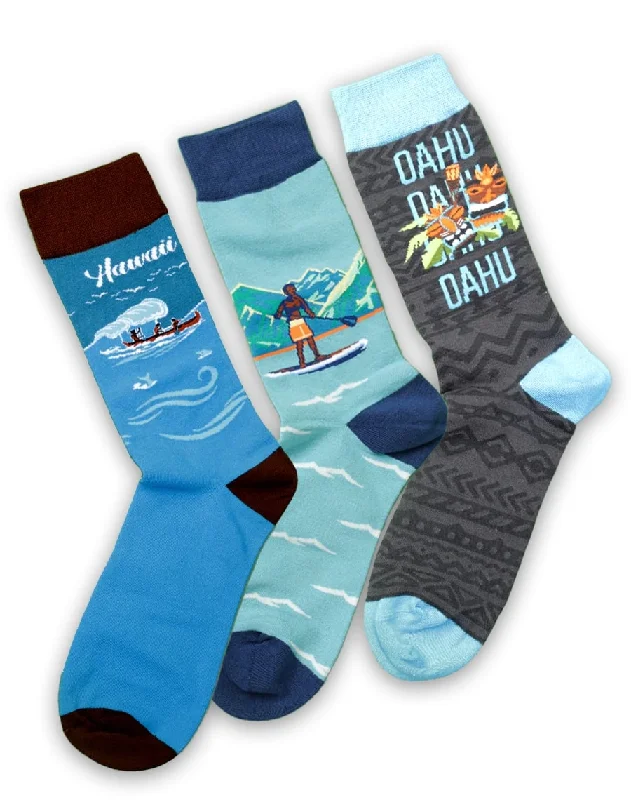 sock drying casual -  Men’s Aloha Adventures Hawaiian Crew Socks Pack | 3-Pair Bundle