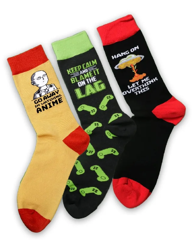 sock storage sports -  Men’s Pop Culture Pizzazz Funny Crew Socks Pack | 3-Pair Bundle