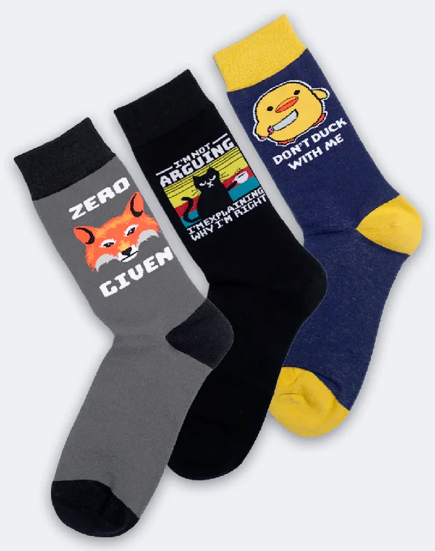 sock styles casual -  Men's Beastly Banter Crew Socks Pack | 3-Pair Bundle