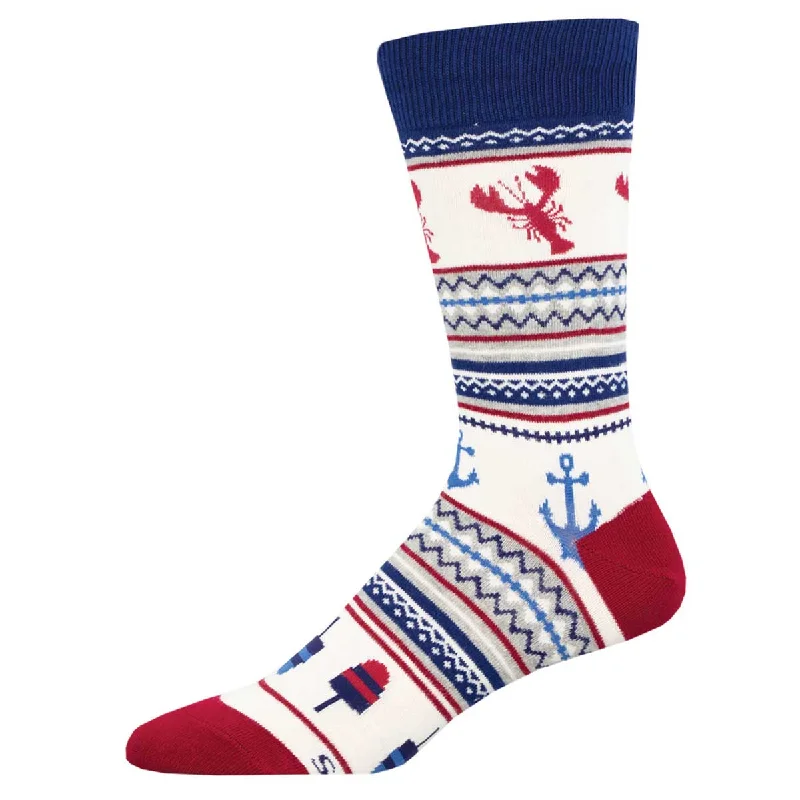 sock discounts winter -  Lobster Fair Isle - Cotton Crew