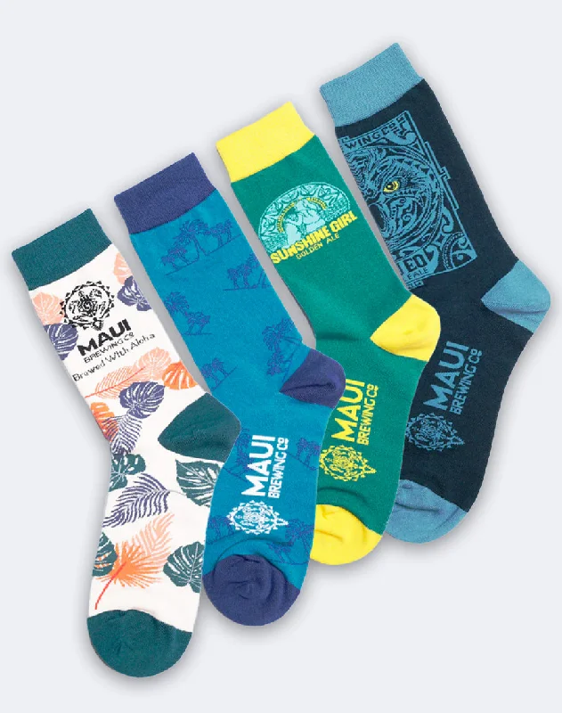 sock exchanges casual -  Men's Maui Brewing Co Crew Socks Pack | 4-Pair Bundle