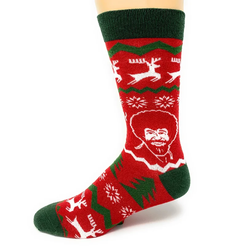 sock designs formal -  Merry Merry Bob - Bob Ross Christmas Crew Socks