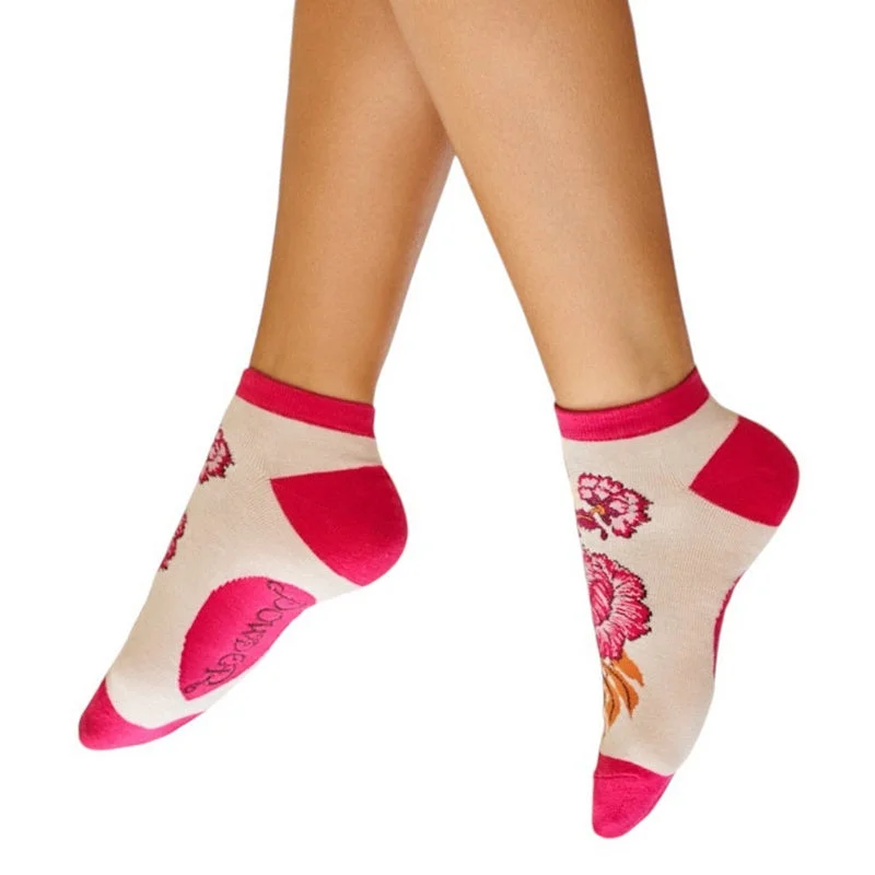 sock pairs summer -  Paisley Floral Trainer Socks Cream