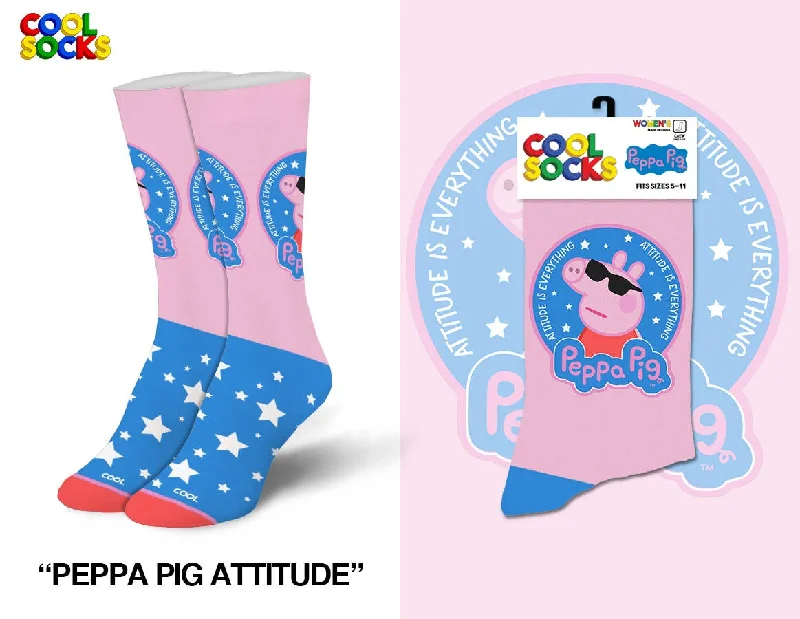 sock designs casual -  Peppa Pig Attitude - Womens Crew Folded